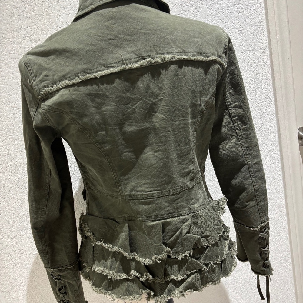 Fun, Cute Sanctuary Olive Green Boho Chic Jacket Utility Blazer XS